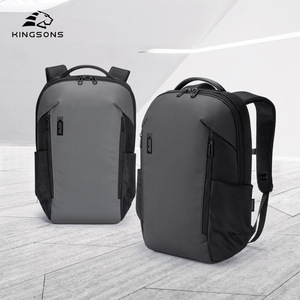 Kingsons Business <b>Backpack</b> 15.6 Inch Water Resistant Laptop Bag Unisex Travel Casual <b>Backpack</b> Solid Color <b>Black</b> And Gray - Product Image 1