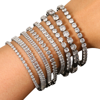 Conjunto de Pulseras de Tenis de Acero Inoxidable 316L con Circonitas Cúbicas Multicorte para Mujer, Brazaletes Apilables, Joyería Inalterable