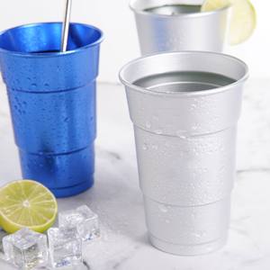 Vaso de Aluminio para Fiesta y Cerveza de 12 Oz, 16 Oz y 20 Oz, Tazas de Aluminio Reutilizables, Vasos Desechables de Aluminio Apilables y Duraderos para Bar - Product Image 2