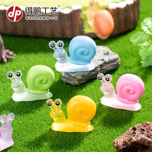 Dp Miniature Cartoon Escargot Résine Décor de Jardin Ornements Suspendus Forme Animale Colorée Finition Brillante - Product Image 3