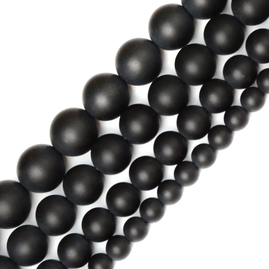 Handmade Wholesale Natural Stone Black Beads Round For Jewelry Making DIY Necklace Bracelet