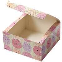 Boîtes à gâteaux carrées écologiques en matériaux recyclés avec fermeture magnétique, fenêtre transparente, impression quadricolore motif bœuf, dossier portable