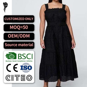 Vestidos Casuales de Verano con Cuello Cuadrado, Sin Mangas, Elegantes, de Encaje, Tallas Grandes para Mujer - Product Image 1