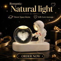 Boule de cristal gravée en 3D, lampe de nuit LED, prise USB, verre rond, décoration intérieure, cadeau