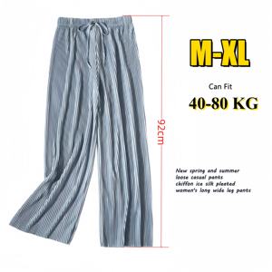 Pantaloni in Chiffon Casual da donna primavera estivi pantaloni larghi in seta di ghiaccio pantaloni a pieghe eleganti da donna - Product Image 4