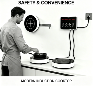 Table de cuisson à induction 6000W à 4 zones séparées, commande tactile, plaque de cuisson amovible ronde - Product Image 6
