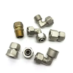 Oem plumbing brass straight compression fittings screw male thread pipe aluminium plastic fitting for pex pipe