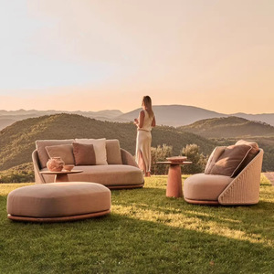 Salon de jardin en rotin en forme de L, structure en aluminium, résistant aux UV, rotin PE imperméable, pour villa, cour, balcon - Product Image 2