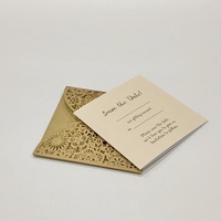 Carte d'invitation en papier kraft avec nœud, découpe laser, 50 pièces, impression personnalisée