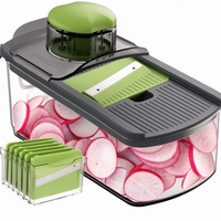 Ourokhome Handmatige Mandoline Snijder Groentesnijder Plastic 6 Roestvrijstalen Messen Antislip Zware Kwaliteit Draagbaar Gereedschap