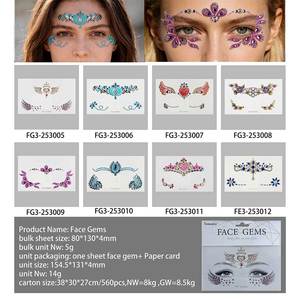 Pegatinas de Maquillaje de Ojos con Pedrerí<span class=keywords><strong>a</strong></span> Multicolor de Lujo para la Frente, Adornos de Pedrerí<span class=keywords><strong>a</strong></span> para Escenario y Fiestas - Product Image 2