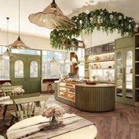 Bäckerei-Kaffeehaus-Design Holz-Lebensmittel-Präsentationstheke Glas-Süßwaren-Präsentationstheke Kaffeehaus-Dessertvitrine Maßgefertigt