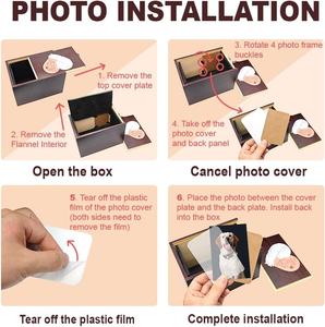 โกศไม้สำหรับสัตว์เลี้ยง GLASSWINDS พร้อมกรอบรูปที่ระลึก รูปทรงหัวใจ/ปีก บุด้วยผ้ากำมะหยี่ สำหรับใส่เถ้ากระดูกสุนัขและแมว ของขวัญที่ระลึก (สีน้ำตาล) - Product Image 4