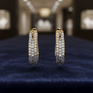 Orecchini a cerchio placcati oro alla moda con cristalli e strass incastonati a pavé per donna, gioielli da festa alla moda. - Product Image 2