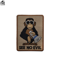 TÁCTICO TRUNK MONKEY 100% bordado cabeza de mono See No Evil hombro chaqueta bolso sombrero DIY coser hombro apliques para bolso sombrero