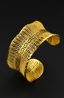 Bracelet large en cuivre plaqué or 24 carats Z H Vintage, style géométrique ajouré, bijoux arabes de Dubaï, vente en gros, mode féminine