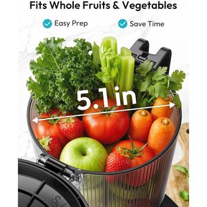 Euhome Cold Press Juicer 5.1 Inch Wide Chute 400w Slow Masticating Extractor <b>Machine</b> for Fresh Vegetable Fruit Electric <b>Juice</b> Ex - Product Image 2
