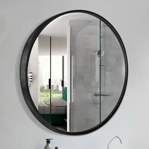 Классическое антикварное Черное круглое настенное зеркало, украшение для дома, зеркало для ванной комнаты, железная металлическая рамка