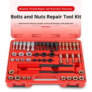 48-Piece Hand Tool Set for Nut Screw Thread Repair Includes <b>Tap</b> Die Wrench for Rusty Screw Removal in Hard Case with OEM Support - Product Image 4