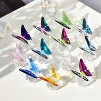Figurine Papillon Volant en Cristal Poli Yucheng Personnalisée avec Base, Ornements Ailes Colorées Style Animal, Décorations de Table