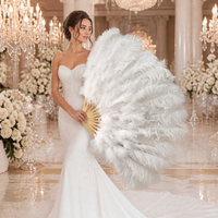 Éventail en Plumes d'Autruche Naturelles Grandes et Moelleuses, Style Vintage, pour Spectacles de Cabaret, Accessoire de Performance pour Showgirl, Fête de Carnaval, Vente en Gros
