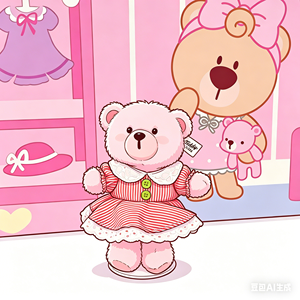 Orsacchiotto di Peluche in Abito a Righe Rosso e Bianco, Regalo per Bambine, Serie Abiti, Supporta Disegni Personalizzati - Product Image 2