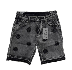 Pantalones Cortos de Mezclilla Unisex de Moda, Estilo Casual, Lavado Vintage, con Bordado Digital de Cinco Puntos y Patrón de Letras Calientes de Verano - Product Image 2