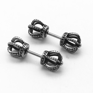 yunnique Crown Stud <b>Earrings</b> Titanium Steel Tibetan Silver Unisex Fashion Jewelry - Product Image 1