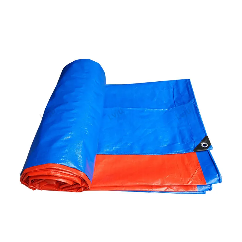 Lvju 32'x32' 10m 160GSM High Quality HDPE Coated Blue Orange Plastic Fabric Sheets Waterproof Truck Cover Poly Tarp PE Tarpaulin