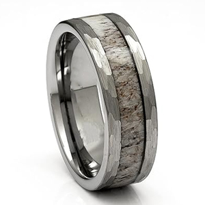 Tg người đàn ông của <span class=keywords><strong>Tungsten</strong></span> Deer ANTLER với vòng búa kết thúc 8mm thoải mái phù hợp với đám cưới ban nhạc engagement kỷ niệm - Product Image 2
