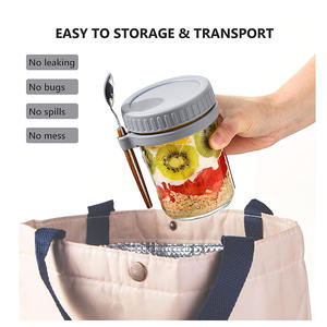 12oz 16oz Récipient hermétique à large bouche pots <span class=keywords><strong>d</strong></span>'<span class=keywords><strong>avoine</strong></span> de nuit de <span class=keywords><strong>yaourt</strong></span> avec cuillère <span class=keywords><strong>et</strong></span> couvercle - Product Image 4