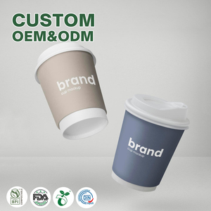 Vasos de Cartón para Llevar con Logotipo Personalizado para Cafetería, Vasos de Papel Desechables de Pared Simple o Doble de 16 y 12 oz - Product Image 1