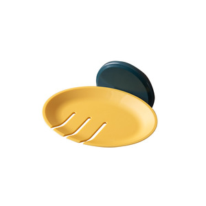Soap Dish Wall Mount Oval Plastic Self Drain Minimalist Design For Bathroom Sink Soap Holder Yellow Black White - Product Image 5