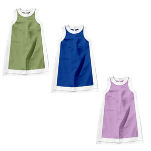 Ropa Deportiva Informal Personalizada, Ropa de Yoga Floral de Verano, Diseños de Color Sólido, Vestido Tipo A Transpirable para Niñas - Product Image 1