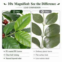 Arbre à café artificiel 1,58 m, plante artificielle avec baies de cerise rouges, pliable, ignifuge, anti-UV, intérieur/extérieur, OEM ODM