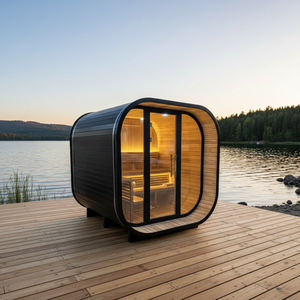 Customizable Size and Material Carbonized Spruce Cedar <strong>Steam</strong> Outdoor <strong>Sauna</strong> <strong>Room</strong> with Electric Stove - Product Image 1