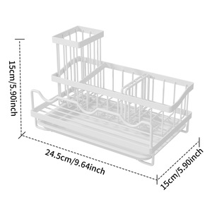 Porte-éponge auto-drainant Caddy d'évier de cuisine Organisateur de rangement d'évier <span class=keywords><strong>noir</strong></span> avec plateau d'égouttement amovible - Product Image 5