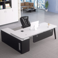 Set Scrivania Direzionale LBZ-124X, Scrivania di Lusso per Manager con Struttura a L, Design Moderno Minimalista in PVC