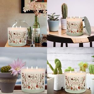 Bougie artificielle costume de <span class=keywords><strong>CACTUS</strong></span> <span class=keywords><strong>fleur</strong></span> de soja 100% biologique, 14.6oz, 3 brin, étiquette privée, odeur, longue durée 125H, cadeaux pour la maison, offre spéciale - Product Image 6