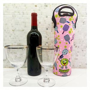Protector de Botella de Vino de Neopreno Personalizado con Temática de Pickleball Crea una funda única con gráficos de pickleball - Product Image 1