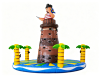 Tour d'escalade gonflable sur le thème de l'île pirate, jeu de chasse au trésor pour enfants, défi d'obstacles, PVC écologique, 8x8x6m