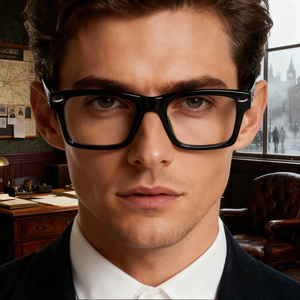Lunettes de style vestimentaire PESENAR des années <span class=keywords><strong>1920</strong></span>, lunettes à monture noire, monture de lunettes artistiques rétro Midian à visage uni - Product Image 5