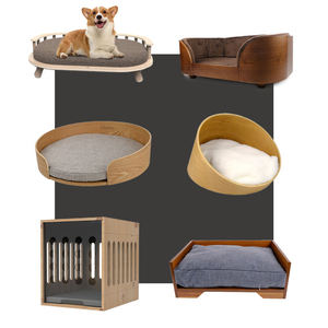 Lit <span class=keywords><strong>pour</strong></span> animaux de compagnie en bois moderne, canapé, rayures personnalisées, respirant, chaud, amovible, lavable, rembourrage en coton <span class=keywords><strong>pour</strong></span> chiens et chats, toutes saisons - Product Image 2