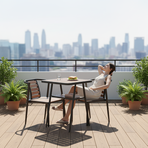 Set Meja Kursi Tiga Bagian Besi Modern untuk Luar Ruangan, Furnitur Logam Tahan Lama untuk Ruang Tamu, Hotel, Halaman - Product Image 2