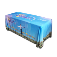 Couverture de table extensible à impression personnalisée Nappes de table ajustées avec logo pour salon professionnel Couverture de table