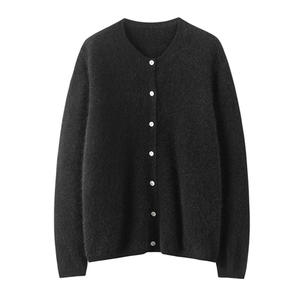 100% <span class=keywords><strong>cachemire</strong></span> brossé doux luxueux Cardigan pour femmes hiver <span class=keywords><strong>pull</strong></span> tricoté décontracté - Product Image 4
