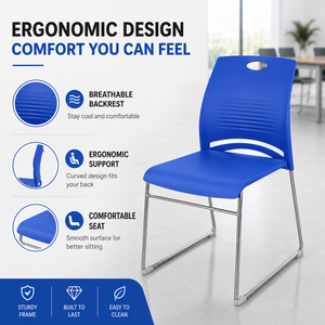 Silla de Conferencia Apilable con Respaldo de PP, Asiento Tapizado, Estructura de Acero Cromado, para Oficina o Sala de Capacitación, 12 Colores, Proveedor OEM - Product Image 3