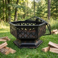 Brasero en acier corten, brasero au propane d'extérieur, table brasero d'extérieur, brasero sans fumée, brasero portable sans fumée, cour, jardin