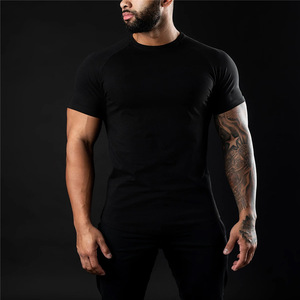 Venta al por mayor de los hombres de algodón Spandex camiseta de secado rápido Atlético Tee Muscle Fit entrenamiento deportes camiseta en blanco - Product Image 6