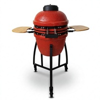 Pemanggang BBQ Keramik Kamado 21 Inci Tanpa Asap, Lapisan Enamel, Termometer Terpasang, Untuk Penggunaan Luar Ruangan dan Rumah Tangga